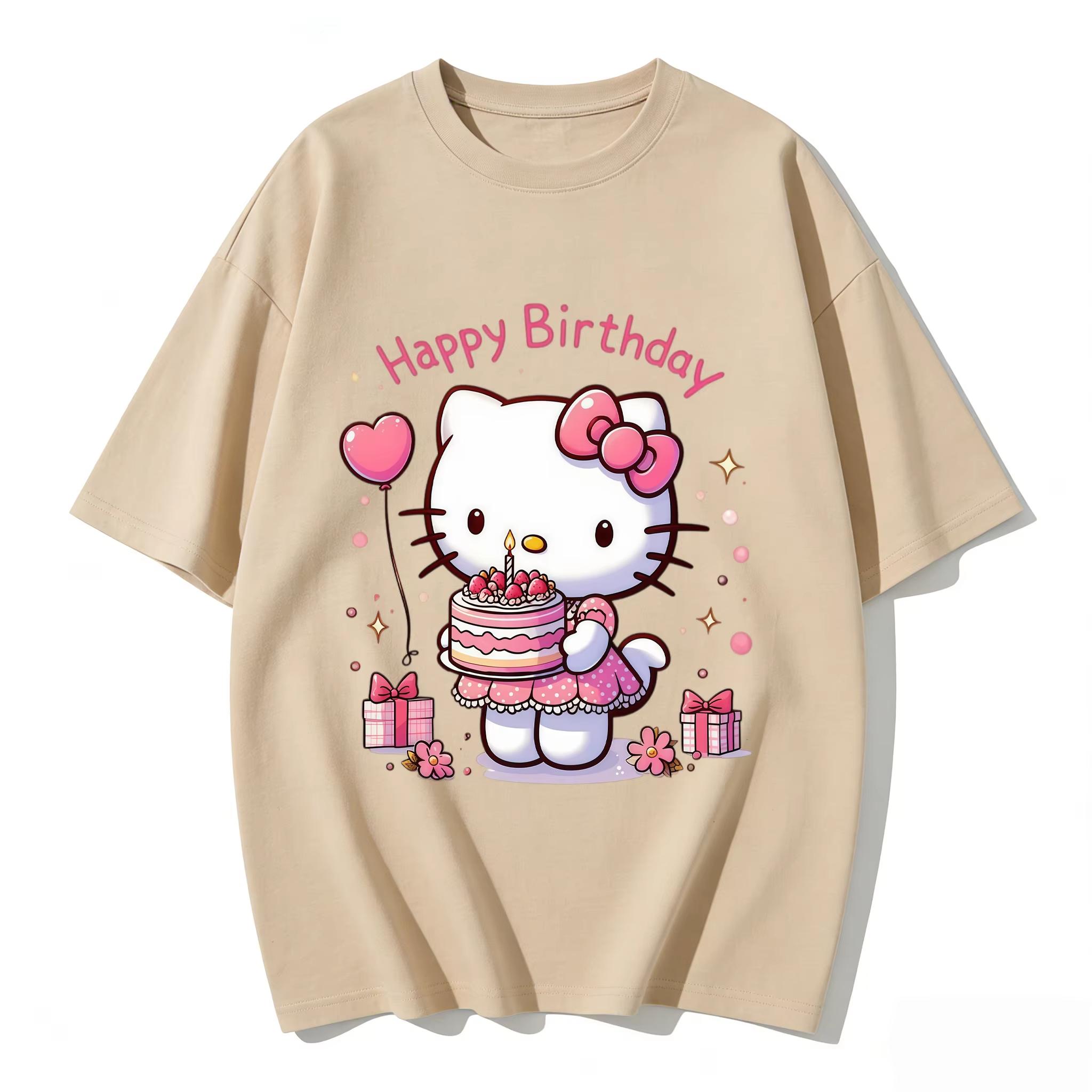 

2026 HelloKitty Tee soft cotton short sleeve crew neck cute print lightweight summer top for Women daily casual wear S