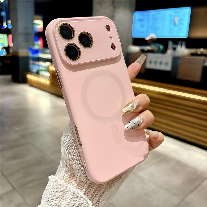 Magnetic Window iPhone 17 Case, Solid Color Liquid Skin Feel, Soft Drop-Proof Cover for Apple 16 Pro Max