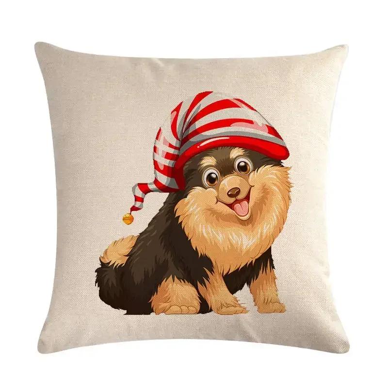 Lovely Pet Dog Linen Pillowcase Furniture Living Room Sofa Decoration Pillowcase Bedroom Car Seat Cushion Cover 45*45Cm