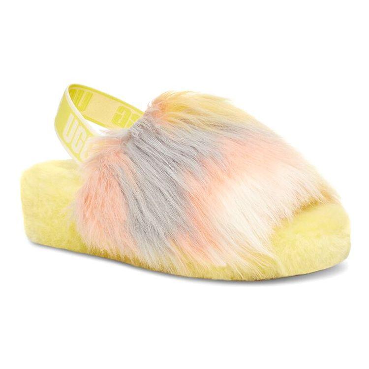UGG Fluff Yeah Slide Tie Dye Outdoor Open Toe Flat Sport Sandals Women Sandals Yellow 1117326-MRT