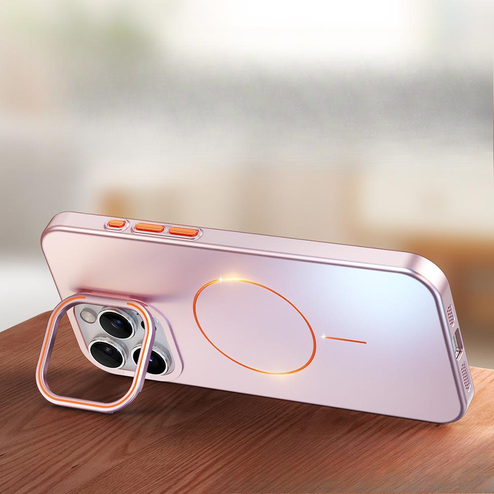 

Applicable To IPhone16PROMAX Lens Holder, Phone Case, Apple 15 Gilded Thin Ring Magnetic Matte PC Case 14 iPhone 13