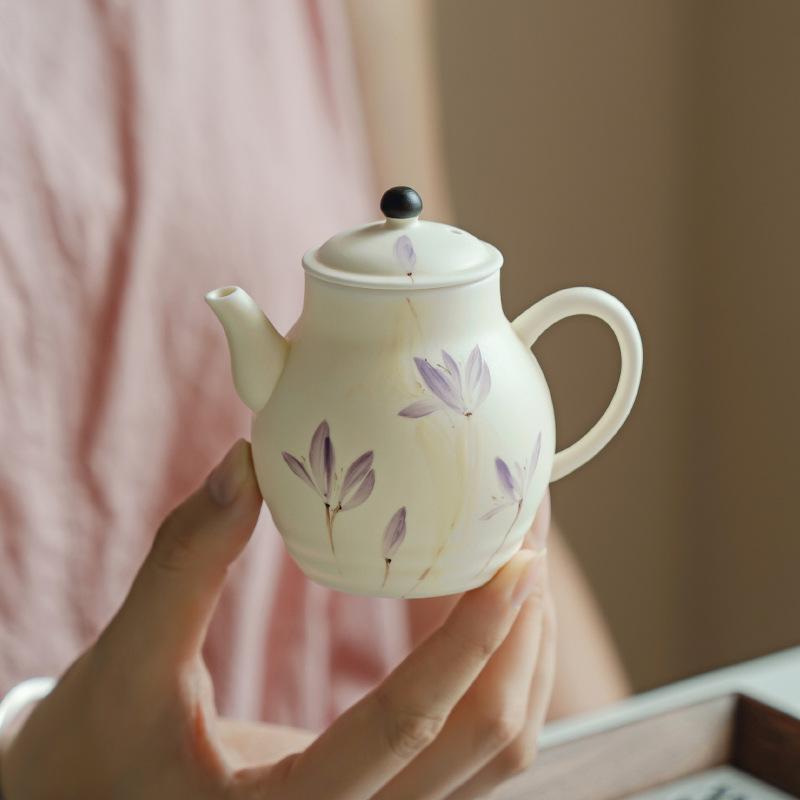Chinese Ceramic Teapot Handmade Orchid Tea Pot Beauty Tea Infuser Household Ball Hole Filter Kettle Portable Tea Set 120ml