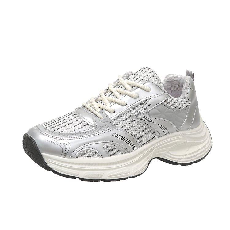 

Кроссовки Женские Сетчатые Однотонные Лоскутные Толстая Подошва На шнуровке осенние Женские Повседневные Туфли для женщины кроссовки на платформе 36