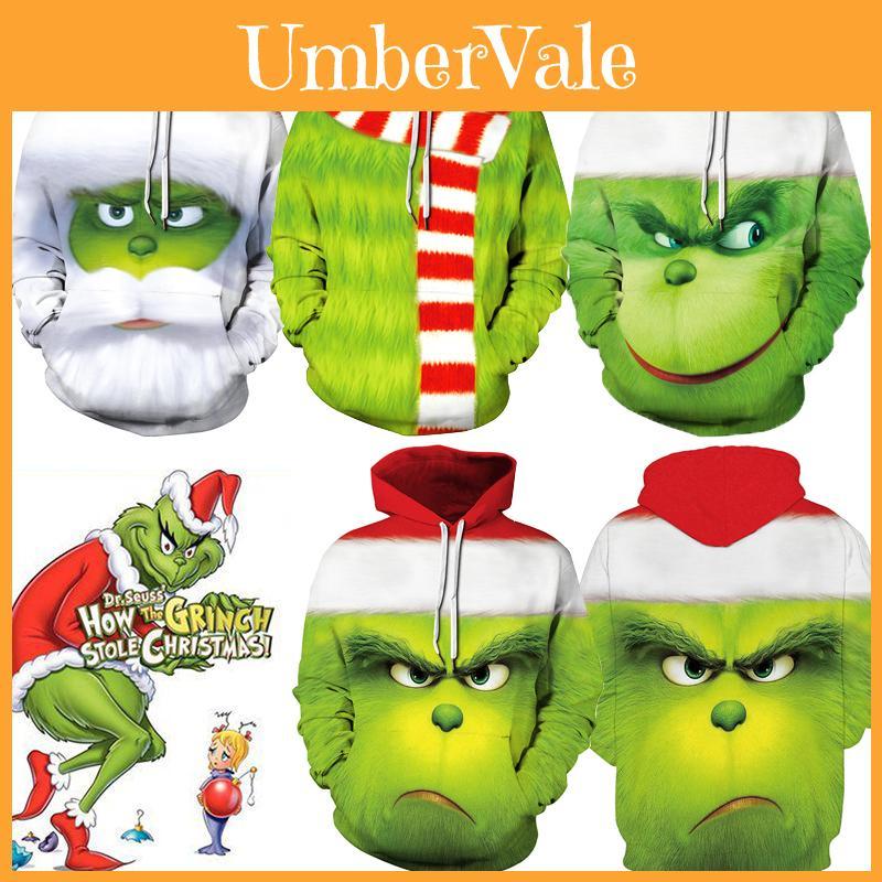 Rascal Monster Green The Grinch Mens Hoodie Jacket Shirts Sweater Xmas Custume