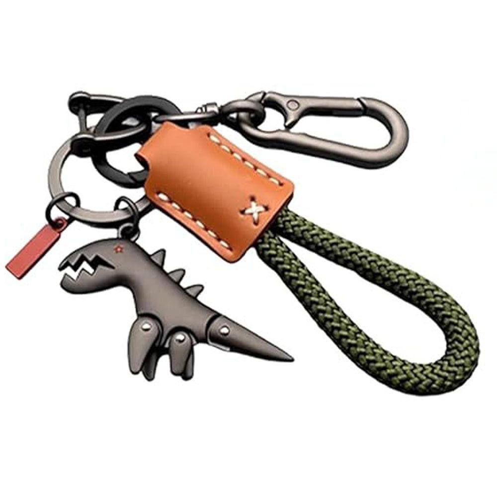 New Leather Dinosaur Keychain Durable Aluminum Alloy Dinosaur Keyring Jewelry Accessories Hand-Woven Handbag Keychain Women Men