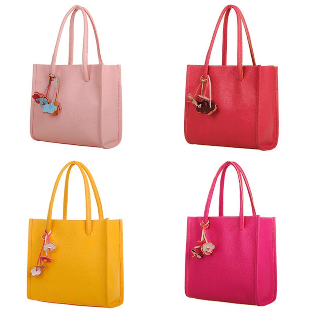 Chic And Stylish Candy Color Pu Leather Tote For Women With Floral Design