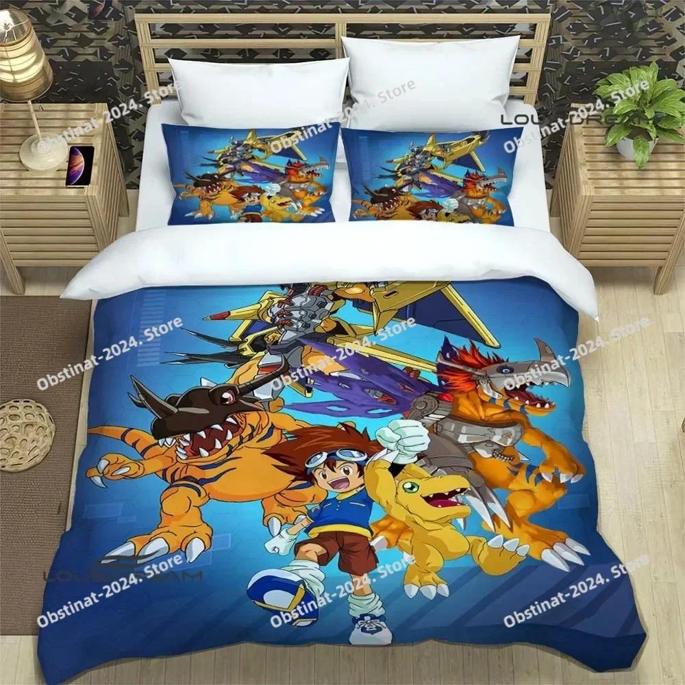 Digimon Cartoon Bedding Set Duvet Cover Full Queen King Size Pillowcase Bed Printed Bed Set Aldult Kid Bedroom Single Twin