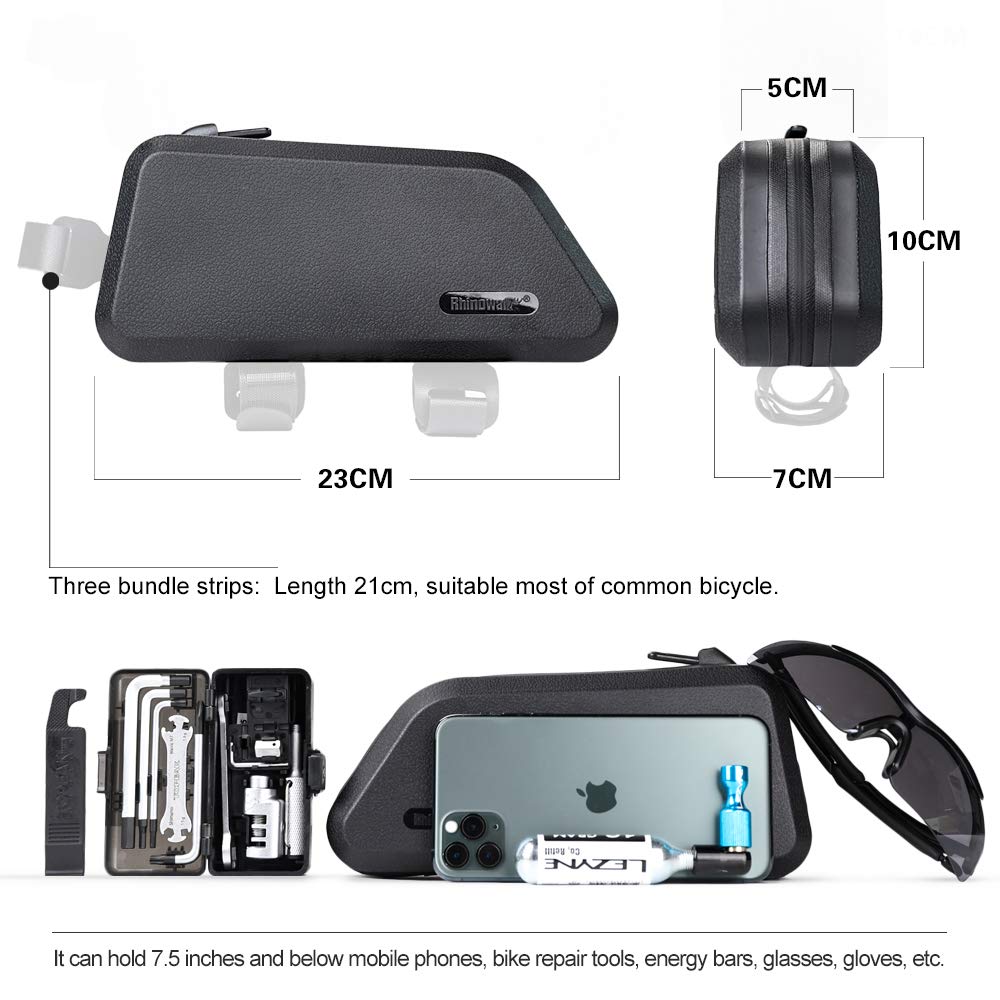 Rhinowalk Bicycle Bag, Bike Top Tube Bag, 1.5L, Waterproof and Stable Bicycle Frame Bag, Professional Cycling Accessories
