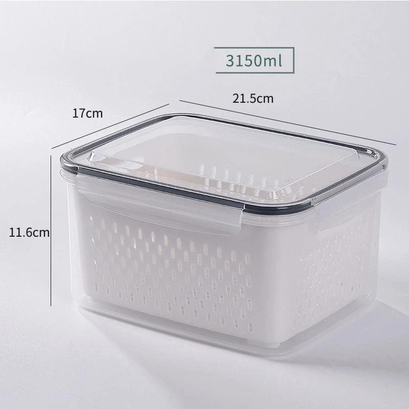 

Fridge Produce Storage Containers with Removable Strainer Washing Bowl Fruit Organizer for Salad Berry Lettuce Food Preservation