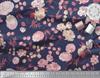 Soimoi Japan Crepe Satin Fabric Leaves,Peony & Dahlia Flower Printed Fabric 1 Metre 42 Inch