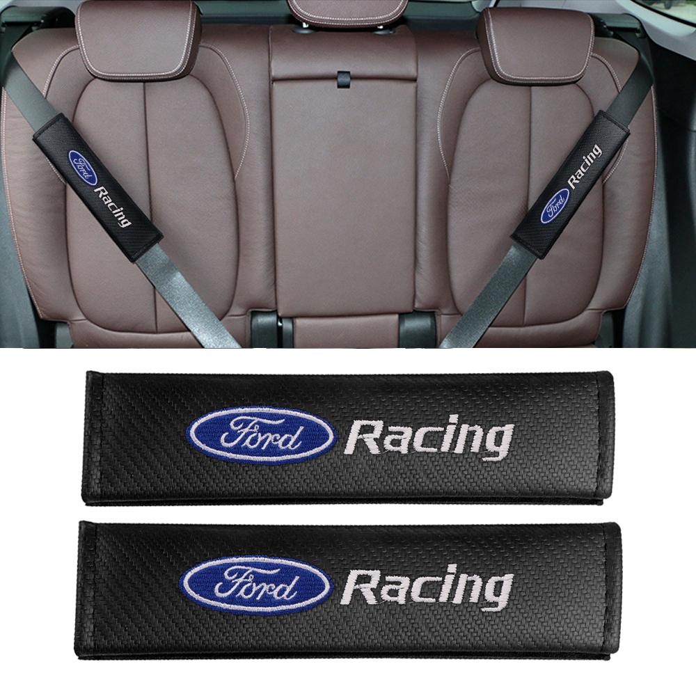 1/2PCS Carbon fiber Car Seat Belt Shoulders Pads Covers For Ford Mondeo Explorer edge Focus fiesta Kuga Shelby Mustang ST Racing