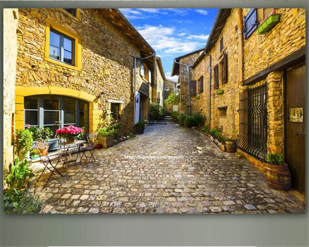 Tapete Europäische Stadt Straßenszene 3D Tapete Heimdekoration Hintergrundwandtapete Wohnzimmer Schlafzimmer Wandbild