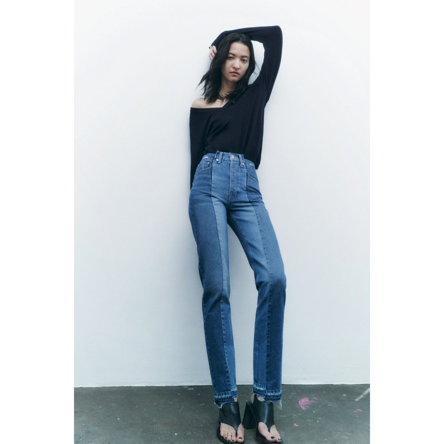 

ZW THE CONTRAST CROPPED STRAIGHT JEANS