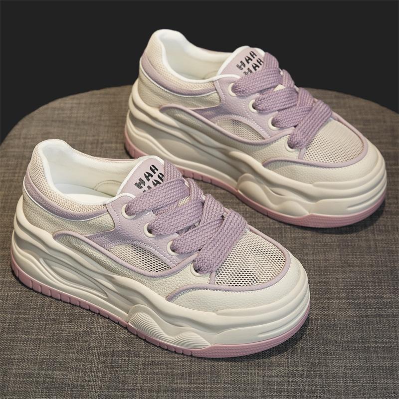 Popular women's shoes autumn and winter new thick-soled heightening little white shoes women's sports and leisure classic versatile purple board shoes