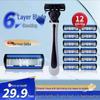 6-Layer Ultra-Thin Men's Razor with Replaceable Anti-Scratch Heads