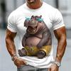 Men's Abstract and Whimsical Animal Print T-Shirt Summer Casual Round-Neck Short-Sleeve Outdoor Streetwear-Style Men's Top