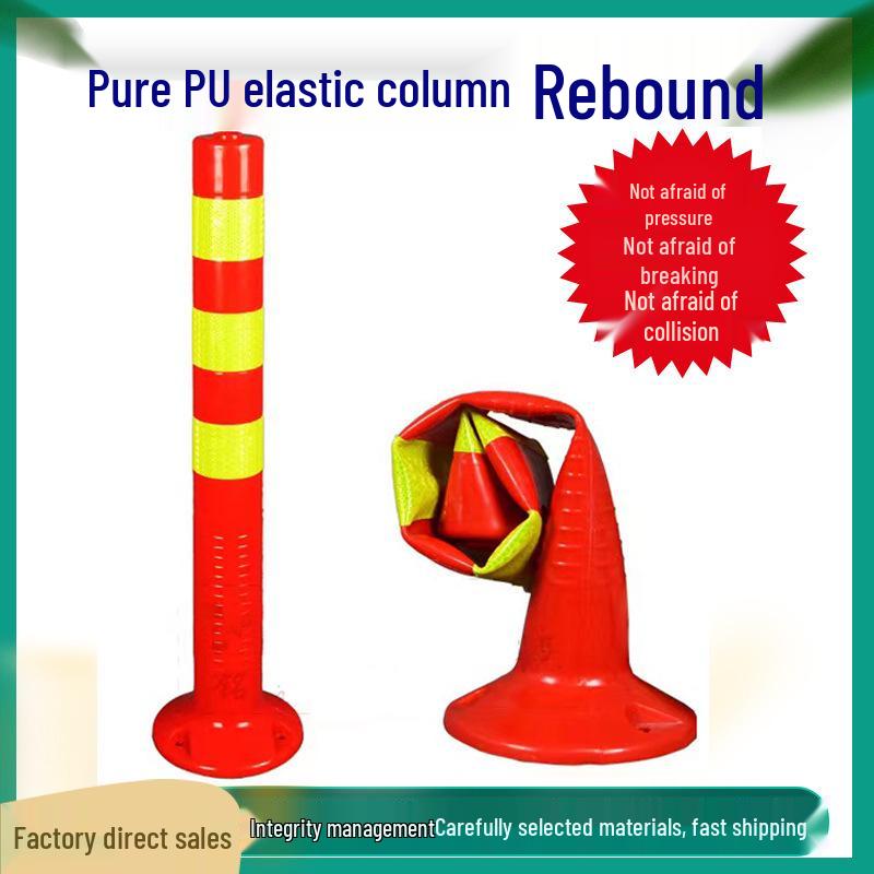 Reflective Flexible Anti-Collision Warning Post PU Elastic Post 70cm