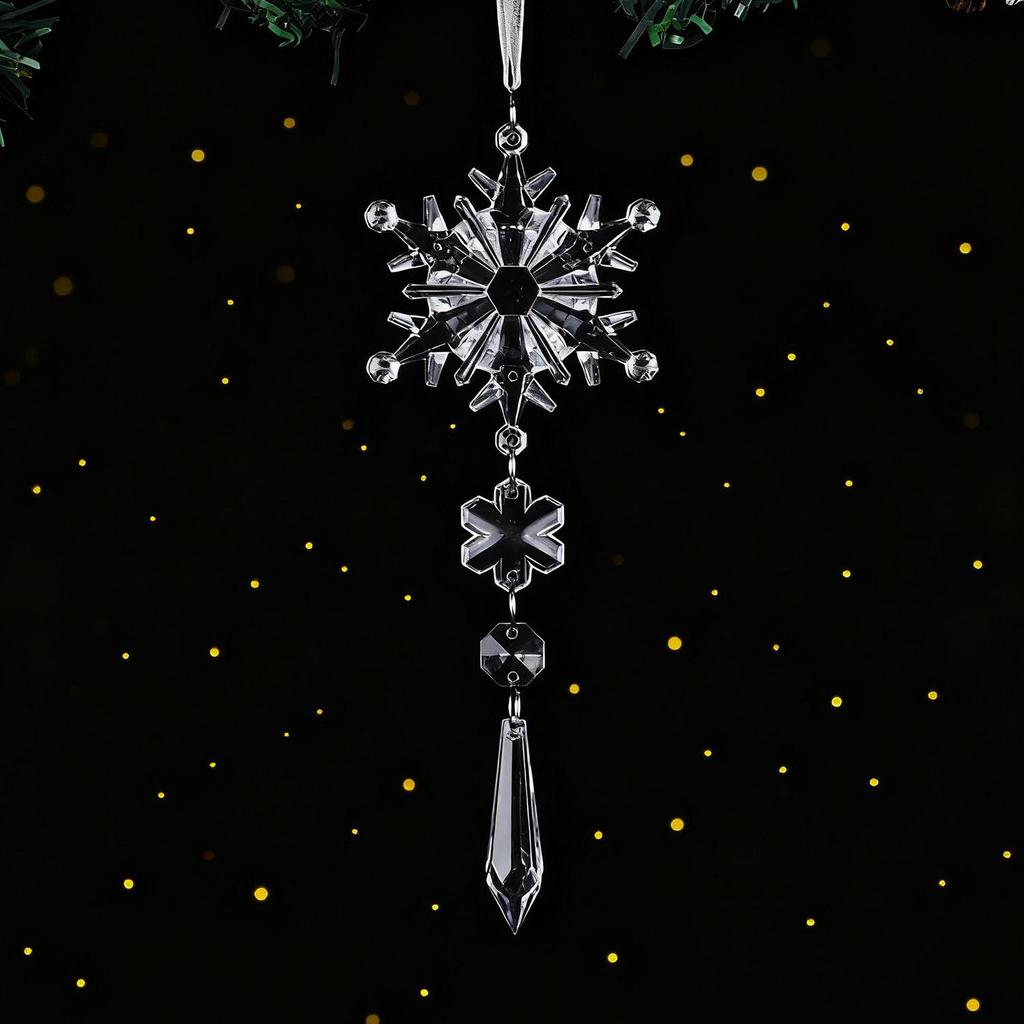 Transparent Acrylic Snowflake String Set for Christmas Tree Decoration