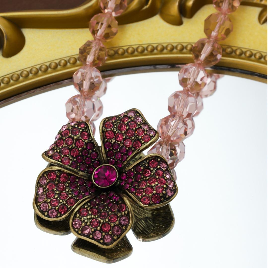 Цветная Глазурованная Бусинная Цепь Цветочный Кулон Ретро Атмосферное Ожерелье Средневековое Яркое