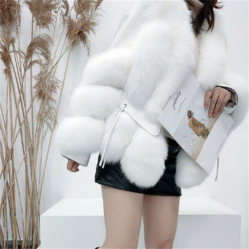 Fashion Sheepskin Coat Genuine Womens Fox Fur Winter