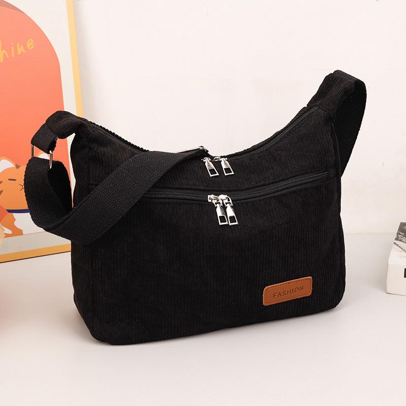 Oblique span bag corduroy handbag tote bag new solid color popular striped shoulder bag women's bag tide