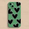 Luxury Black Love Heart Soft Silicone Phone Case For iPhone 15 14 13 12 11 Pro Max Mini XR X XS Max 7 8 Plus Shockproof Cover