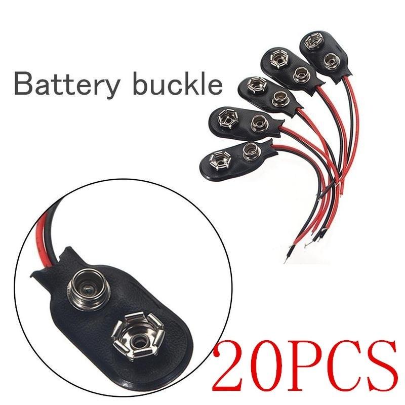 20 Stück Schwarzes Kunstledergehäuse T-Typ Verkabelter 9V Batterieclip-Anschluss