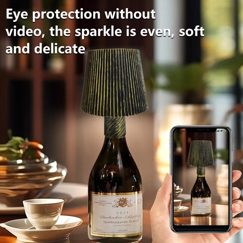 Wireless Wine Bottle Lamp Head Table Lamp Removable Portable Charging Touch Switch Night Light Decor for Bar Cafe Atmosphere