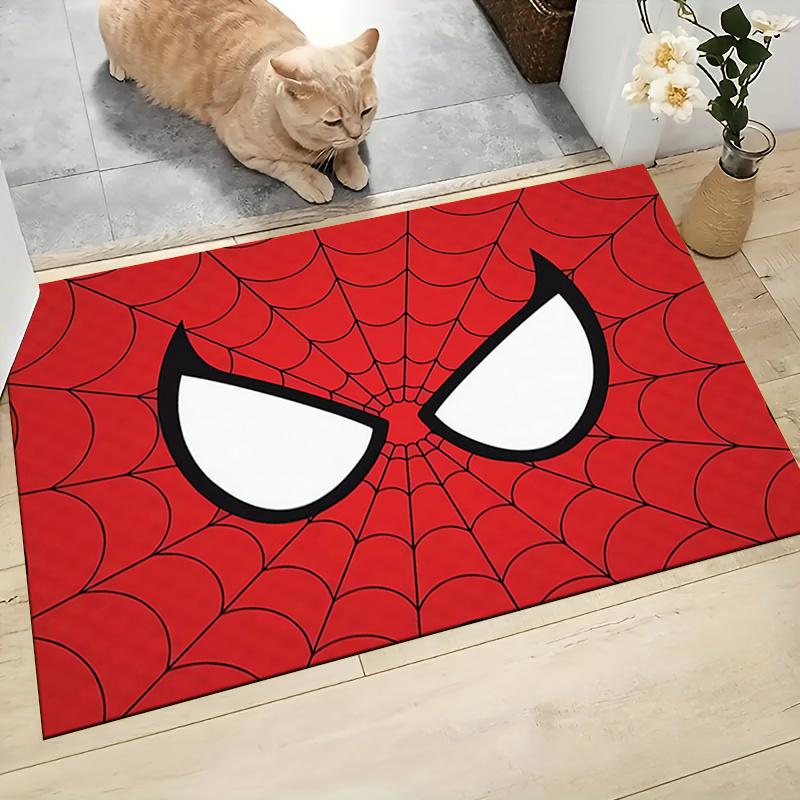 1pc Spider-Man Cartoon Carpet, 100% Polyester, Non-slip, Machine Washable, Waterproof, Outdoor Yard and Garden Decor, Home and Bedroom Decorative