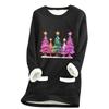 Ladies' Loose And Comfortable Round Neck Christmas Print Thick With Pockets Long Sleeved Top