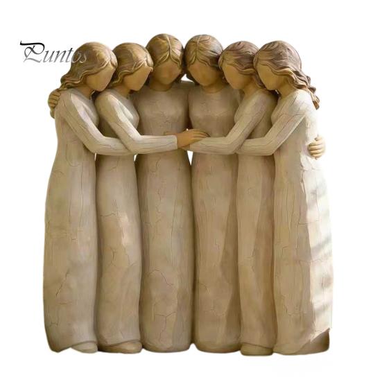 Sentimentalna Pamiątka Siostrzeństwa Figurka Przyjaźni Czterech Kobiet Dekoracja, Statuetka Prezent dla Przyjaciół, Sióstr Ciepła Dekoracja Domu Salon i Mam, Bez Twarzy