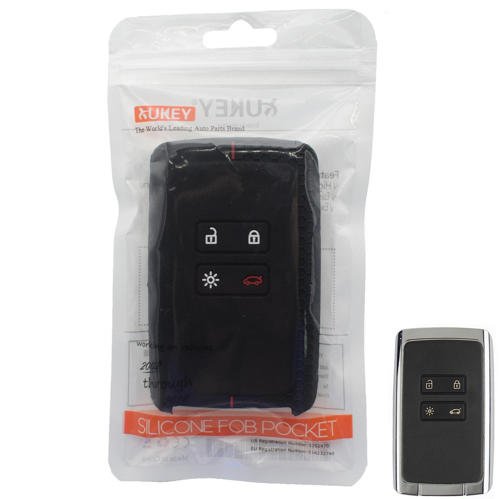 

Силиконовый чехол для автомобильного ключа, чехол-брелок для Renault Koleos Kadjar Captur Talisman Espace Clio Megane, 4 кнопки, набор смарт-ключей чёрный