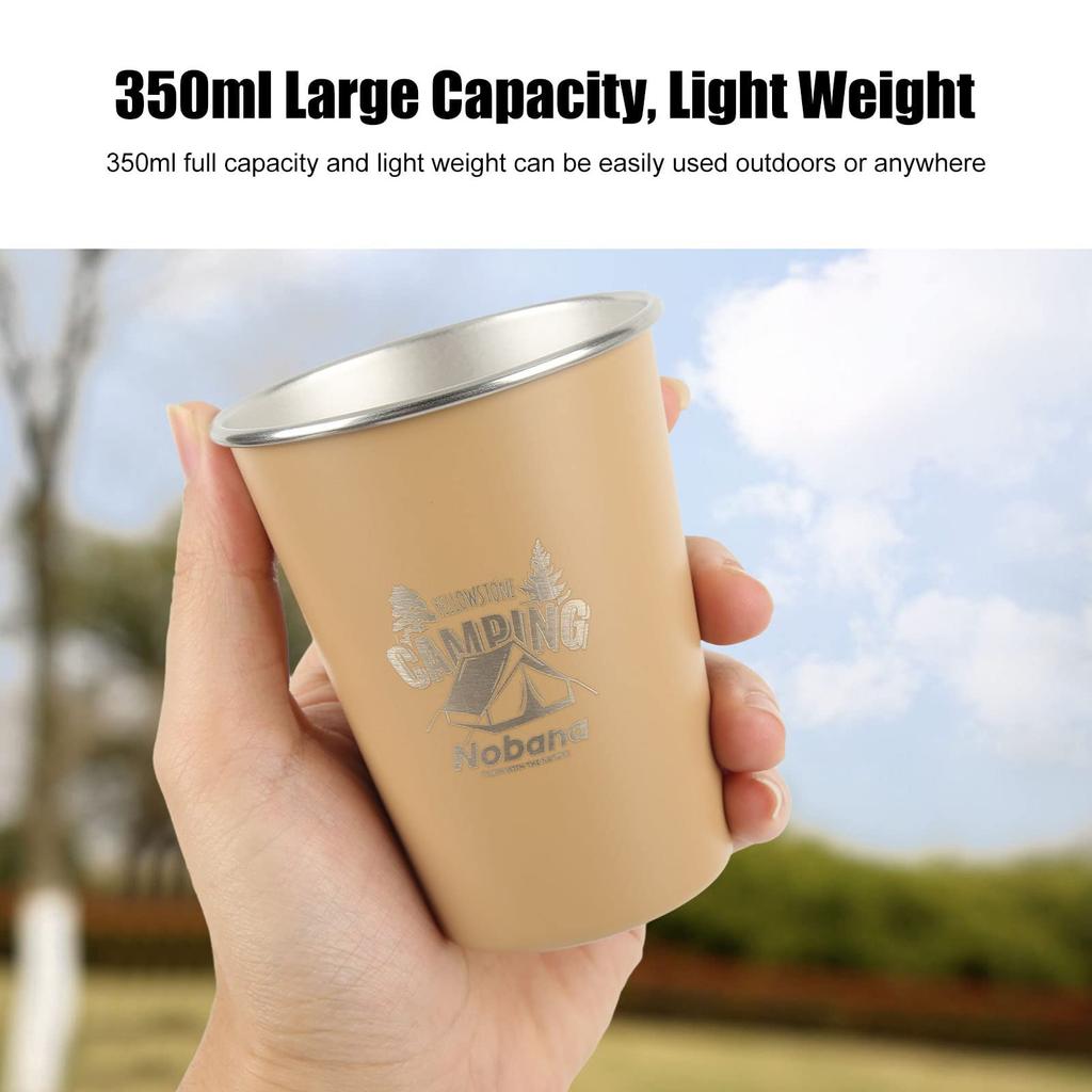 Camping Cup Lightweight 350ml Camping Water Cup for Outdoors and Friends Set, High-Strength 4-Color (Wilderness Style)