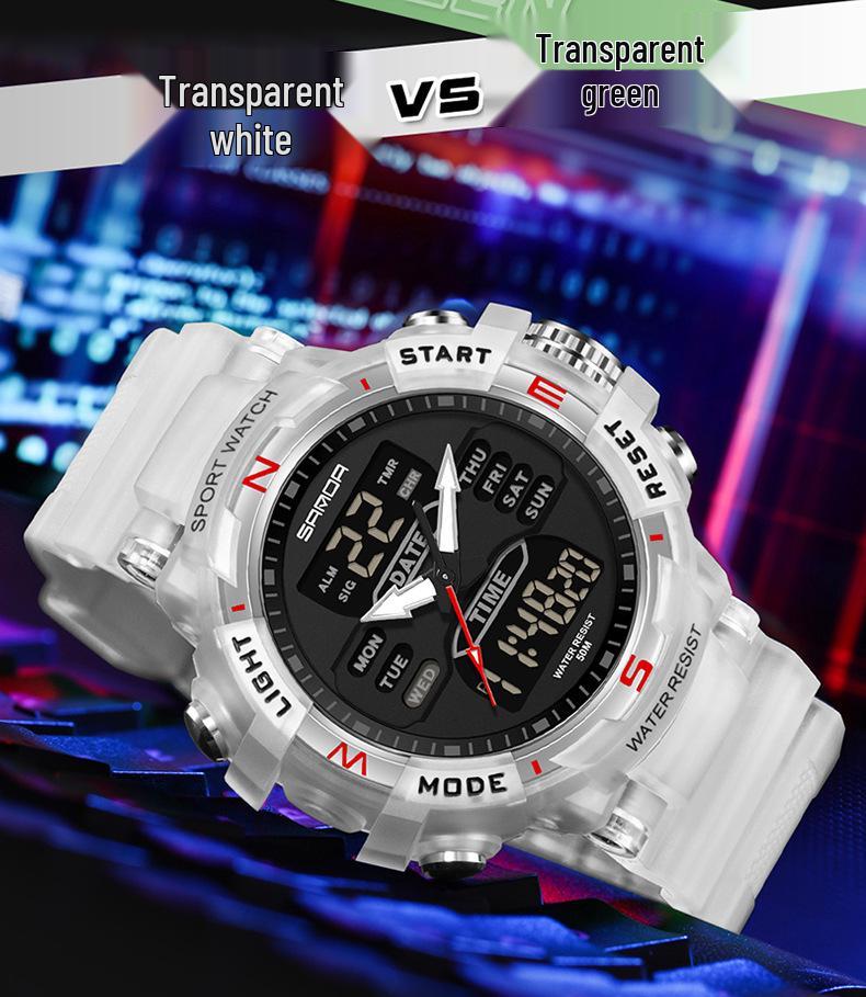 Sanda Men's Casual Sports Waterproof Dual Display Digital Watch