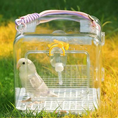 Bird Travel Carrier Transport Clear View with Handle Small Portable Outdoor Parrot Cage Hamster