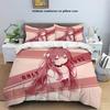 3dílný kreslený anime dívčí vzor tištěný péřový povlak na přikrývku (1dílná sada+2 povlaky na polštáře, bez výplně) ložní souprava