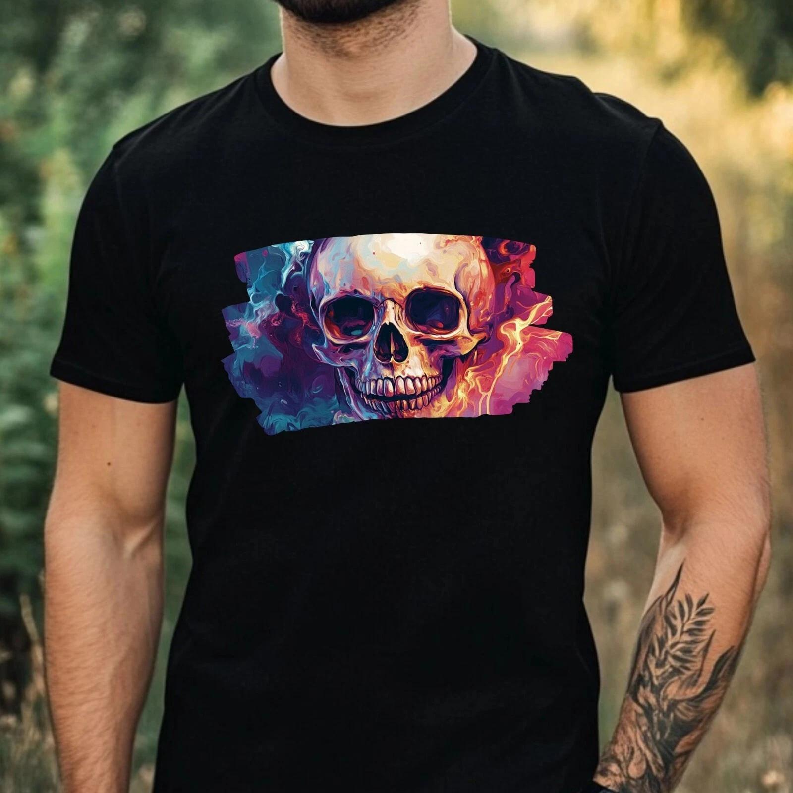 T-Shirt Herren Schädel Portrait Motiv Baumwolle Größe XS bis 5XL XXXL