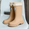 New medium tube rain shoes, women's non-slip water shoes, fashion water boots, thick-soled rain boots and velvet work rubber shoes