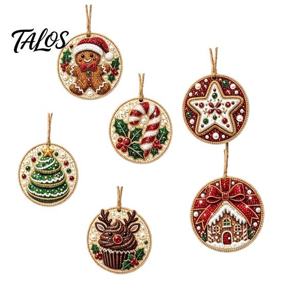 Craft Kits for Family Night 6Pcs/Set Christmas Ornaments DIY Faux Pearl Art Kit, Hanging Decorations Kit Personalized Tree with Round Charms