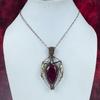 Faceted Kashmir Ruby Pendant Genuine Gemstone Pendant Copper Wire Wrapped Jewelry