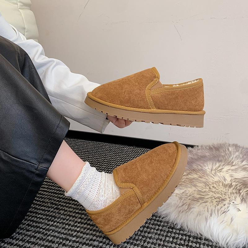 Winter large size couple versatile soft sole non-slip pregnant women cotton shoes velvet warm student bread cotton shoes women