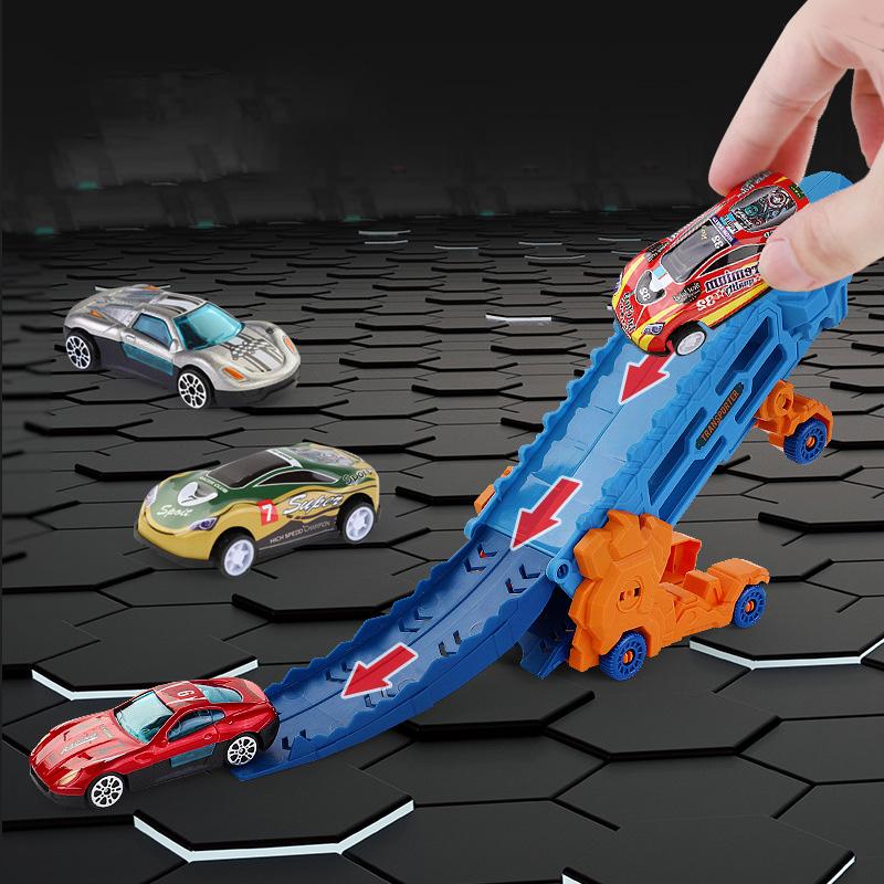 Mini Dinosaur Hauler Track Toy Transport Morphed Track Ejection Model Car Gift for Kid Boy