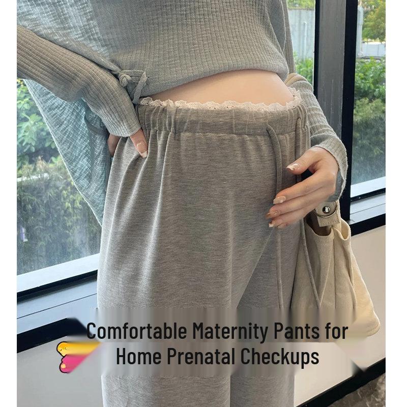

2026 Spring/Summer Maternity Wide-Leg Pants - Lightweight, Belly-Friendly, Plus-Size, Petite Fit One Size [suitable for 80-110 lbs] хизер серый