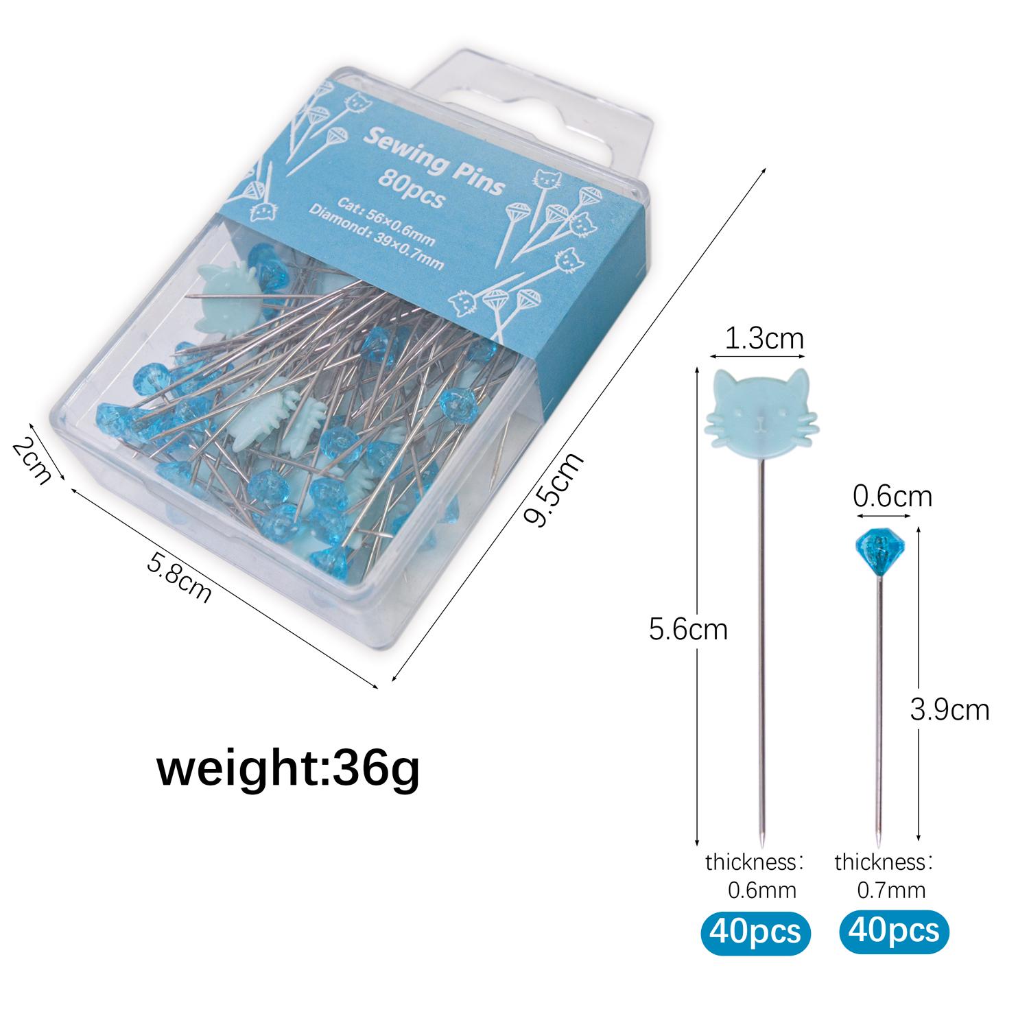 

80pcs/box Cat Shaped Diamond Head Pins Multi-Color Sewing Pins for Fabric Fixing Craft Sewing Accessories Quilting Supplies
