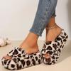 2025 Hot Sale Ladies Shoes Plus Size Women's Slippers Fashion Leopard Print Casual Slippers Women New Short Plush Wedge Slippers