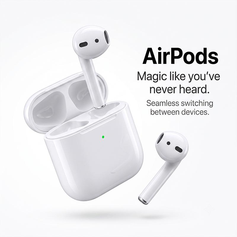 AirPods 2 Kabellose Ohrhörer Bluetooth 5.3 HiFi Stereo Sound Duale Mikrofone 24H Gesamtspielzeit Touch-Steuerung In-Ear-Kopfhörer Für IOS Android