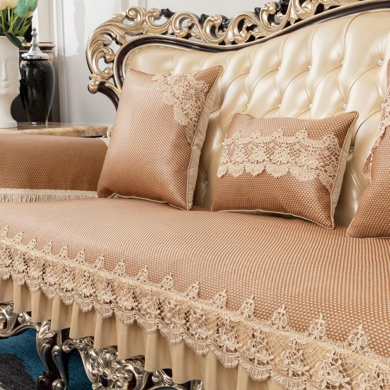 Ice Silk Sofa Cushion Summer Sofa Mat Cushion  New Seat Cushion European Lace Cool Cushion Throw Pillow Sofa Cover