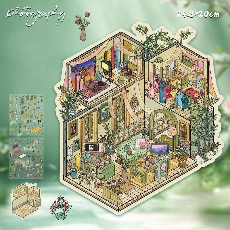 

3D Миниатюрные Мультяшные Ужасы Наклейки Винтажные Наслаиваемые 3D Сцены для Оформления Комнаты DIY Скрапбукинг Декор Журнала Журнальные Принадлежности