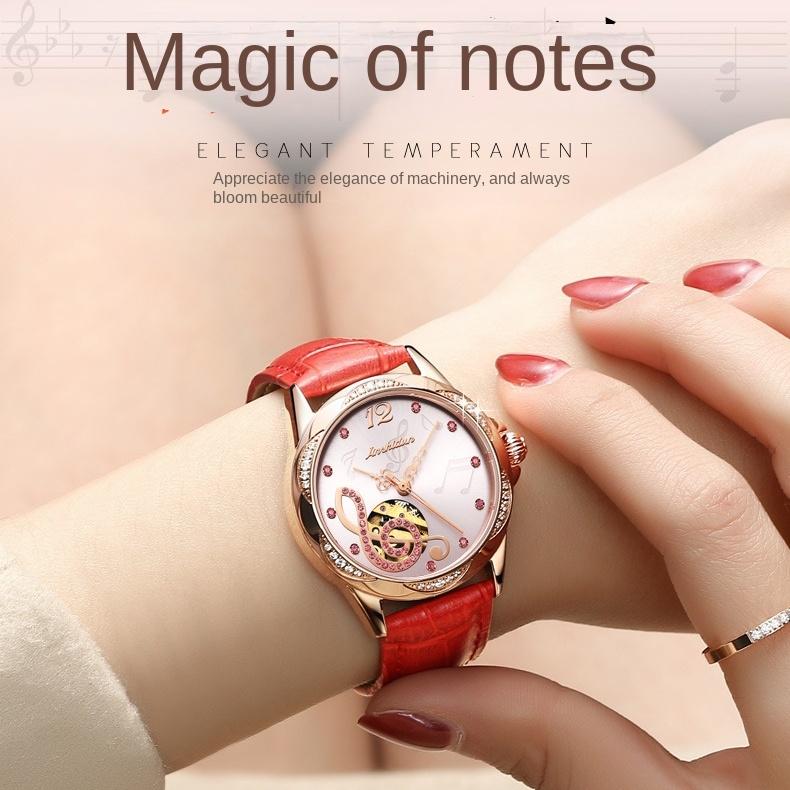 Ruch JINSHIDUN Zegarek marki JinshidUN Wodoodporny stalowy ceramiczny zegarek mechaniczny Zegarek damski Zegarek damski