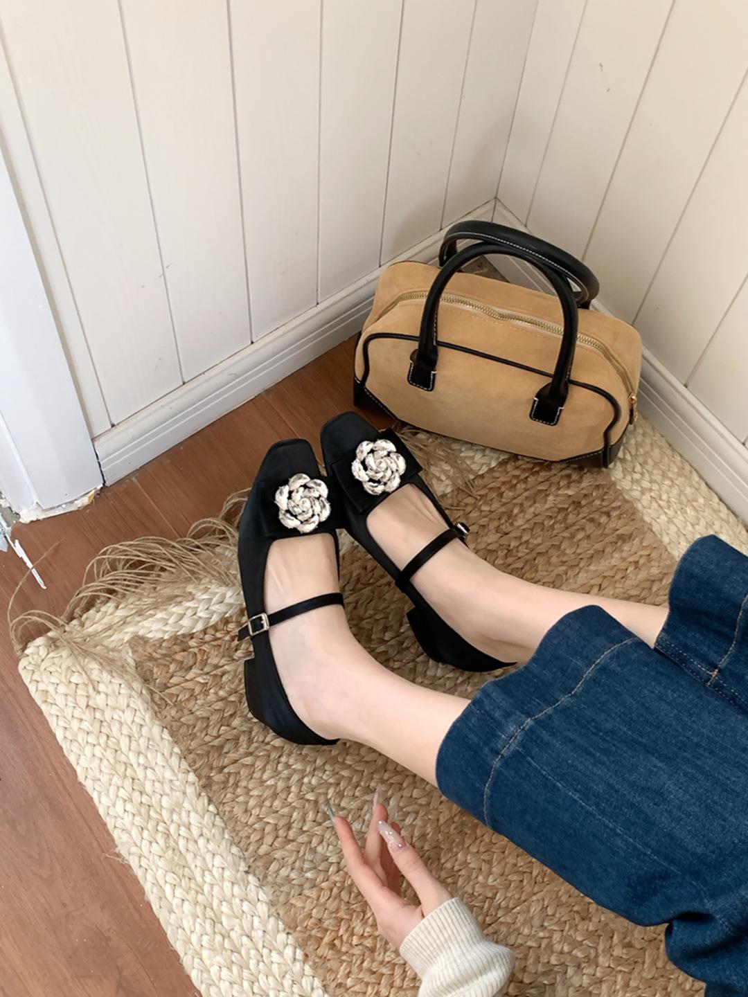 

Camellia high heels for women Mary Jane thick heels single shoes for women 2025 spring commuter style light mouth shoes children s fashion 35